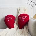Coussin en forme de cœur détachable en polyester rouge