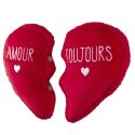 Coussin en forme de cœur détachable en polyester rouge