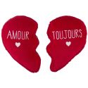 Coussin en forme de cœur détachable en polyester rouge