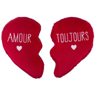 Coussin en forme de cœur détachable en polyester rouge
