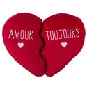 Coussin en forme de cœur détachable en polyester rouge