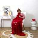 Plaid Coussin 2-en-1 "amour" en Sherpa Coloris rouge