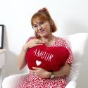 Plaid Coussin 2-en-1 "amour" en Sherpa Coloris rouge