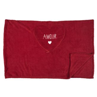 Plaid Coussin 2-en-1 "amour" en Sherpa Coloris rouge