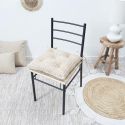 Coussin de chaise réversible 40x40cm en polyester teinte naturelle
