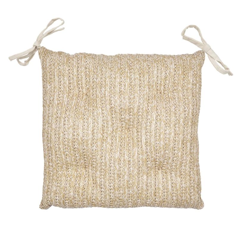 Coussin de chaise réversible 40x40cm en polyester teinte naturelle Coussin de chaise réversible 40x40cm en polyester teinte naturelle