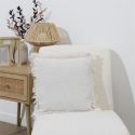 Coussin 40x40 cm déhoussable en coton style gaufré coloris ivoire