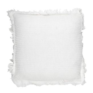 Coussin 40x40 cm déhoussable en coton style gaufré coloris ivoire