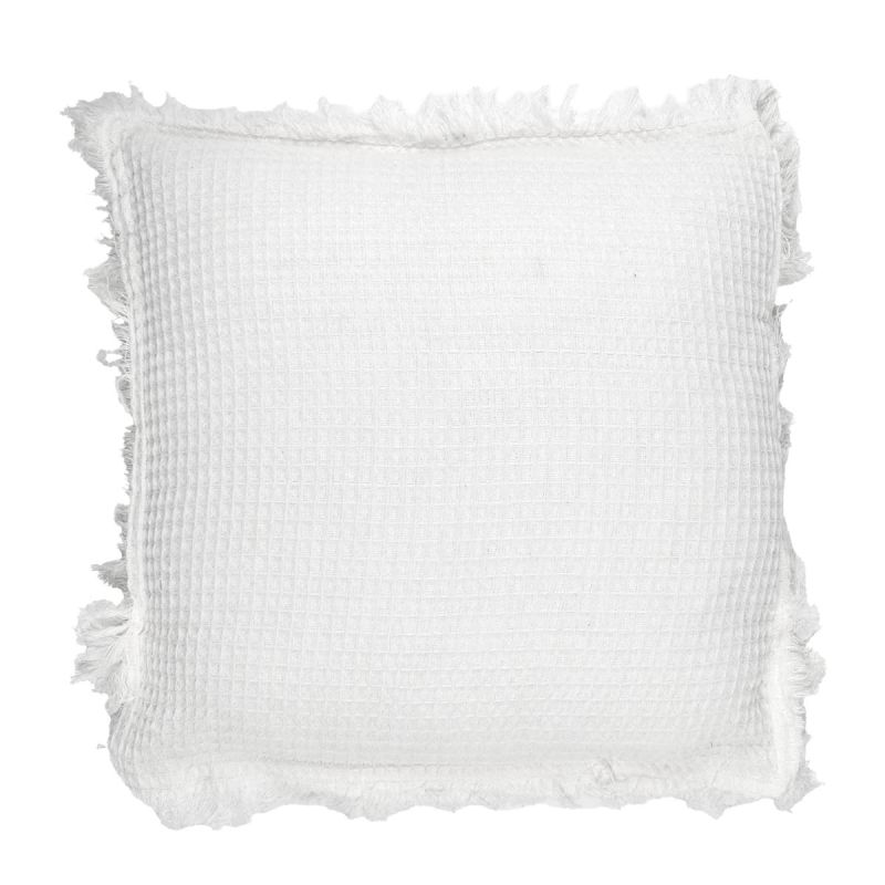 Coussin 40x40 cm déhoussable en coton style gaufré coloris ivoire