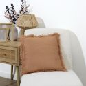 Coussin 40x40 cm déhoussable en coton style gaufré coloris ocre