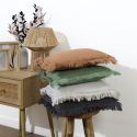 Coussin 40x40 cm déhoussable en coton style gaufré coloris ocre