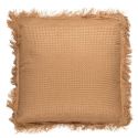 Coussin 40x40 cm déhoussable en coton style gaufré coloris ocre