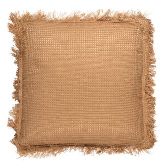 Coussin 40x40 cm déhoussable en coton style gaufré coloris ocre