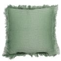 Coussin 40x40 cm déhoussable en coton style gaufré coloris vert sauge
