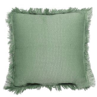 Coussin 40x40 cm déhoussable en coton style gaufré coloris vert sauge