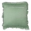 Coussin 40x40 cm déhoussable en coton style gaufré coloris vert sauge