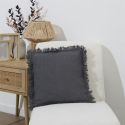 Coussin 40x40 cm déhoussable en coton style gaufré coloris gris anthracite