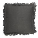 Coussin 40x40 cm déhoussable en coton style gaufré coloris gris anthracite