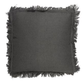 Coussin 40x40 cm déhoussable en coton style gaufré coloris gris anthracite