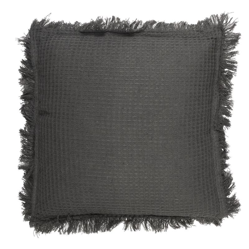 Coussin 40x40 cm déhoussable en coton style gaufré coloris gris anthracite Coussin 40x40 cm déhoussable en coton style gaufré coloris gris anthracite