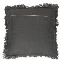 Coussin 40x40 cm déhoussable en coton style gaufré coloris gris anthracite