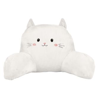 Coussin de lecture kawaii blanc en polyester avec accoudoir
