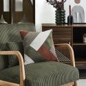 Coussin 40x40 cm en polyester style patchwork cotelé coloris marron et vert