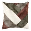 Coussin 40x40 cm en polyester style patchwork cotelé coloris marron et vert