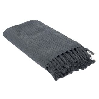 Plaid jeté de canapé 120x150cm style gaufré coloris gris anthracite