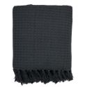 Plaid jeté de canapé 150x200cm style gaufré coloris gris anthracite
