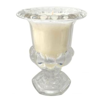 Bougie parfumée en vase Medicis en verre senteur pivoine (H14,5cm)