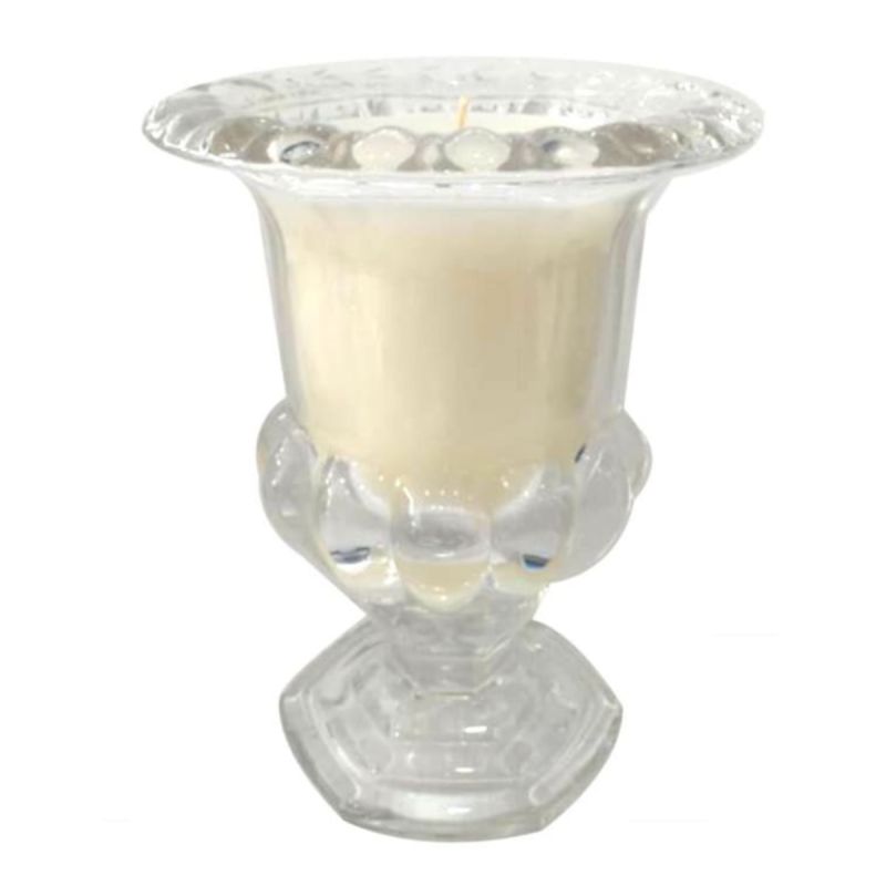 Bougie parfumée en vase Medicis en verre senteur pivoine (H14,5cm)