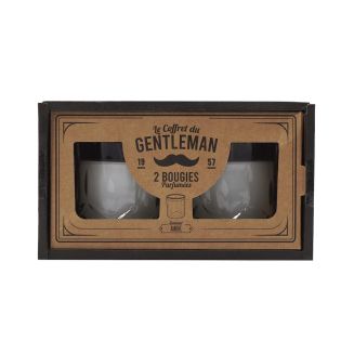 Coffret de 2 bougies parfumées en verre style whisky, parfum ambre