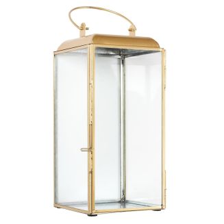 Lanterne décorative en verre avec contour en métal doré (H30cm)