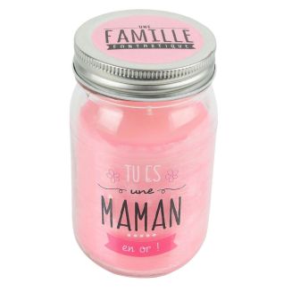 Bougie "maman" parfum fleur de printemps dans un bocal en verre avec couvercle (H13cm)