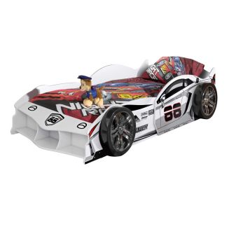 Lit Voiture de Course 90x200cm blanche - FORMULA WHITE