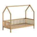 Lit cabane à barrière 90x200 en chêne massif - LEIKY