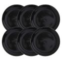 Set de 6 assiettes plates noires en céramique avec liseré doré (Ø26 cm)