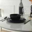 Set de 6 assiettes plates noires en céramique avec liseré doré (Ø26 cm)