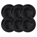 Set de 6 assiettes à dessert noires en céramique avec liseré doré (Ø20 cm)