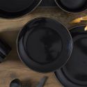 Set de 6 assiettes à dessert noires en céramique avec liseré doré (Ø20 cm)
