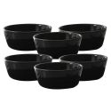 Set de 6 bols noires en céramique avec liseré doré (Ø14 cm)