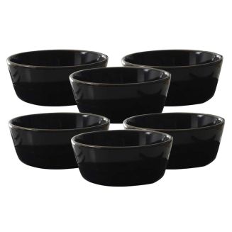 Set de 6 bols noires en céramique avec liseré doré (Ø14 cm)