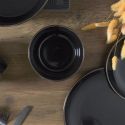 Set de 6 bols noires en céramique avec liseré doré (Ø14 cm)