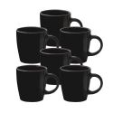 Set de 6 mugs noires en céramique avec liseré doré (Ø9,4 cm)