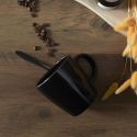 Set de 6 mugs noires en céramique avec liseré doré (Ø9,4 cm)