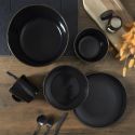 Set de 6 mugs noires en céramique avec liseré doré (Ø9,4 cm)