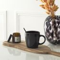 Set de 6 mugs noires en céramique avec liseré doré (Ø9,4 cm)