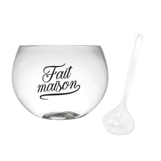 Saladier à cocktail en verre de 6,6L avec sa louche en plastique Ø26 cm