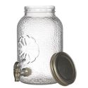 Distributeur à boisson 3,8L en verre décor citron avec robinet